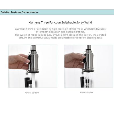 18/10 Stainless Steel Flexible Kitchen Faucet With Retractable Pull Down Hose