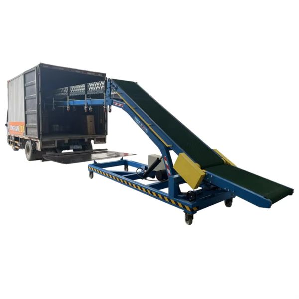 Custom Heavy-Duty Belt Conveyors Mobile Automatic Loading/Unloading Systems Truck Container Warehouse Bulk Material Handling Equipment Truck Container Heavy Cargo Automatic Handling Systems Logistics