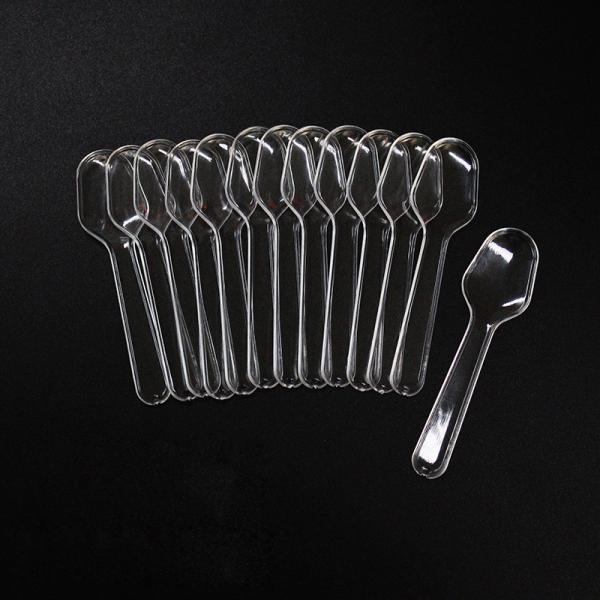 Custom Party Mini Flat Disposable PS Plastic Tasting Serving Yogurt Jelly Ice Cream Spoons