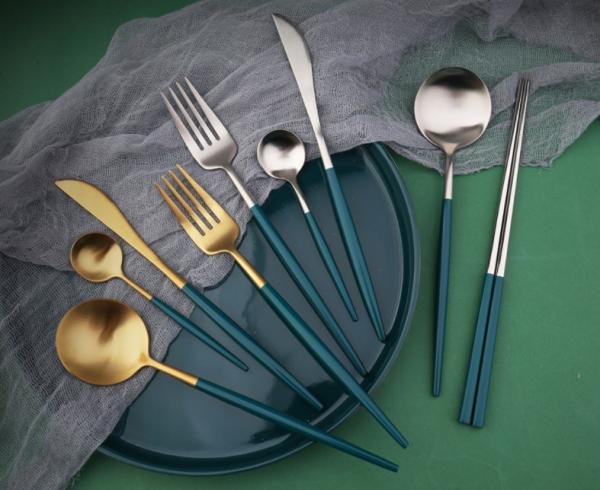 Stainless Steel Cutlery Flatware Set with Peacock Blue Color New Arrival NC099