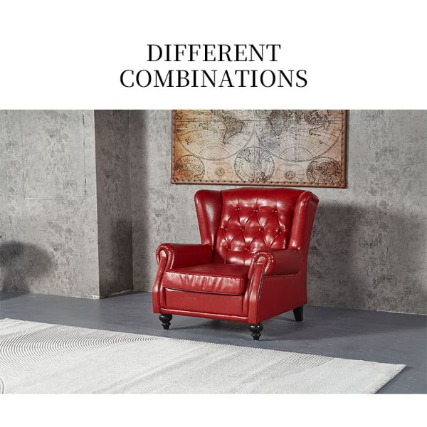 Nidea #869 Luxury American Chair Vintage Genuine Leather Chesterfield Back Armchair Tufted Buttons Rolled Arm High Back Sofa Chair