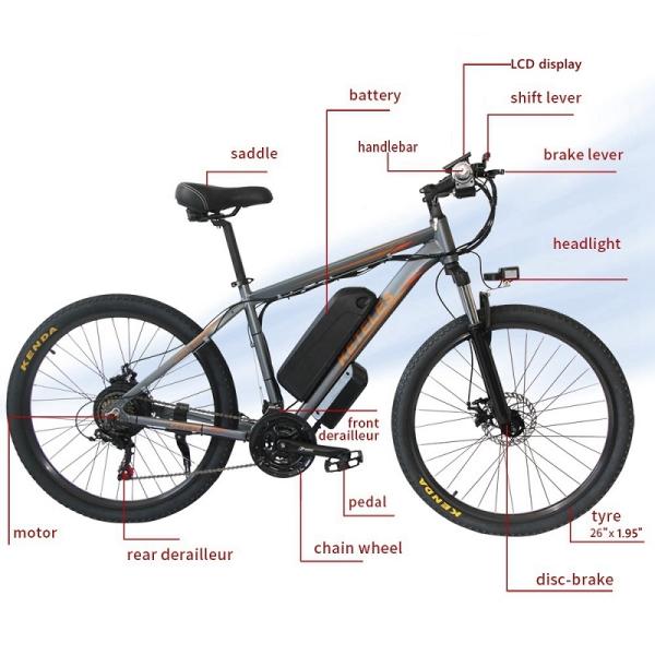 LED Headlight 26 Inch Electric Mountain Bike Battery Assist KETELES Multipattern