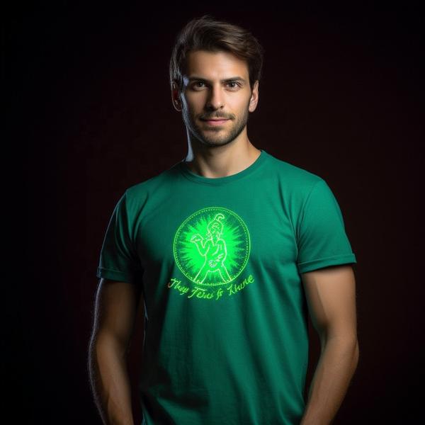 Impressão personalizada de algodão reflector T-shirt de musculatura apertada para homens brilha no escuro