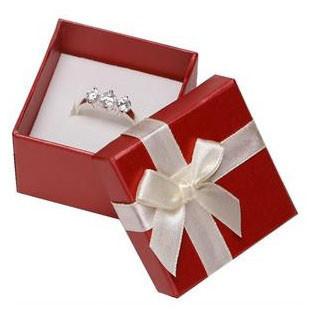 White Ribbon Jewelry Paper Boxes Red Printing Eco Friendly Material For Ring Gifts