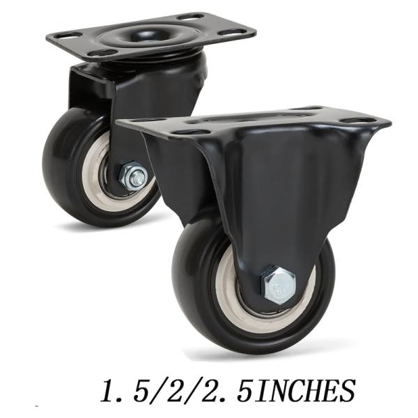 40/50/80 Mm Furniture Caster Threaded Stem Caster Wheel  Pvc  Small Chair Casters 1/1.5/2 Inch  Office Bookshelf Bed Carbinet