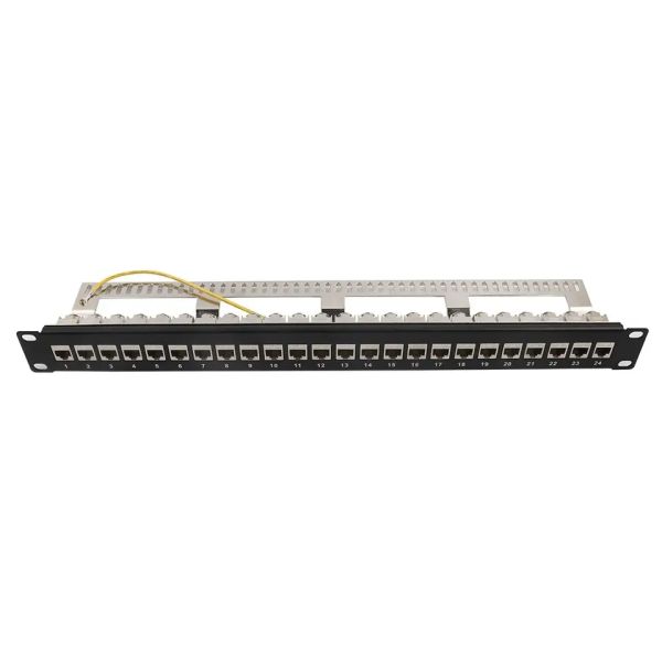 ANSHI 19 Inch 1U Height 24 Ports STP Shielded Rack Mount Patch Panel for Networking