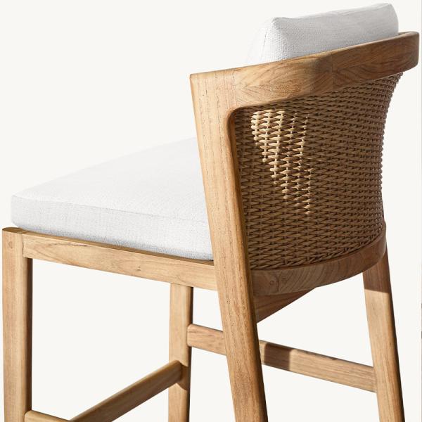 Modern Outdoor Furniture Dining Teak Garden Chair Home Patio Bar Chair Rattan Chair Bar Stool Waterproof Sun Protection