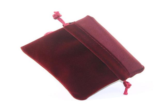 Personalized Red Velvet Drawstring Pouch Foil Logo For Jewelly Packaing