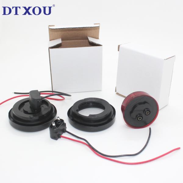 Warranty 12v 24v 4 Diodes 2 Inch Round Amber Red Led Side Marker Lights For Trucks Trailers With 2 Prong Plug