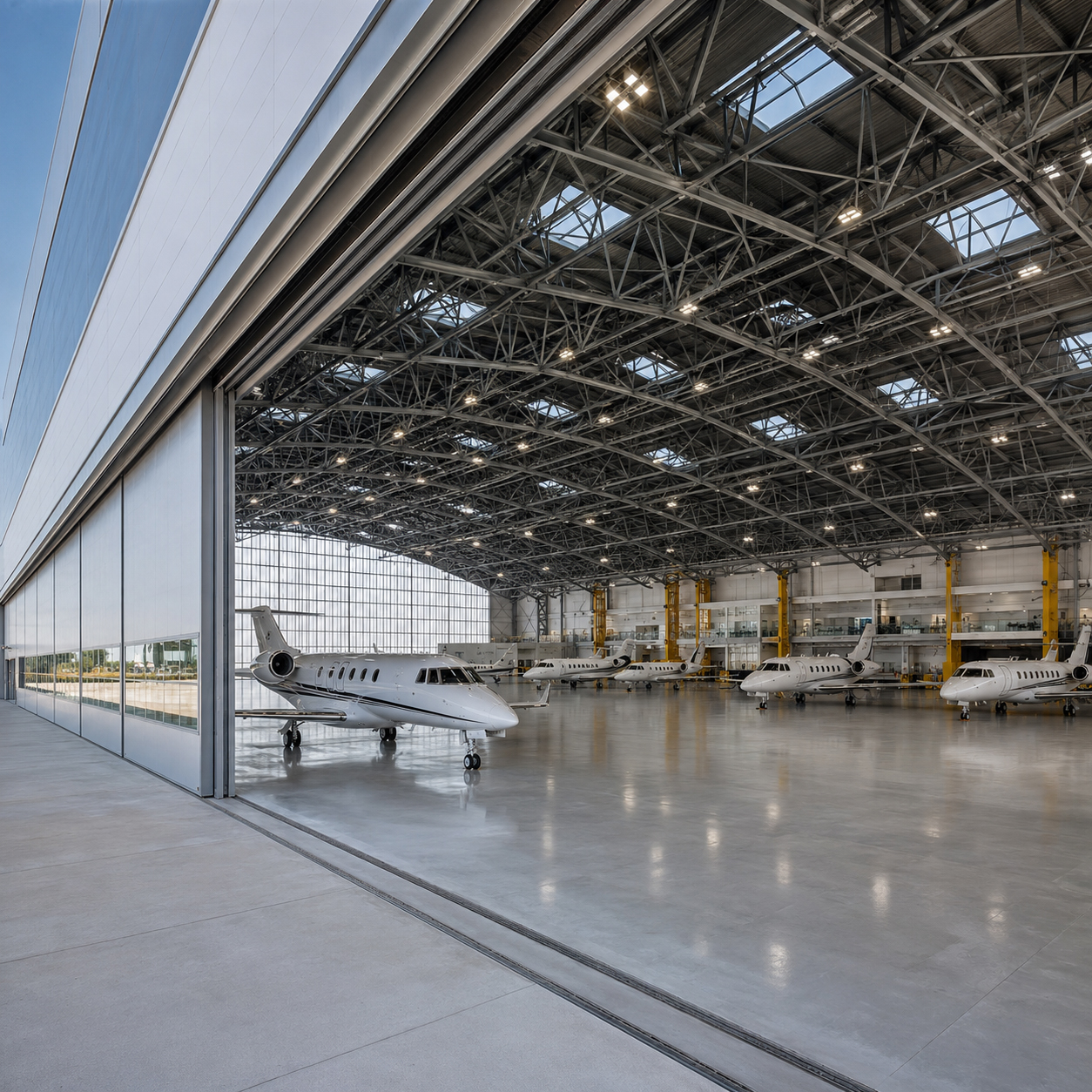Galvanized Steel Prefab Aircraft Hangar Sliding Or Bi-Fold Door Type