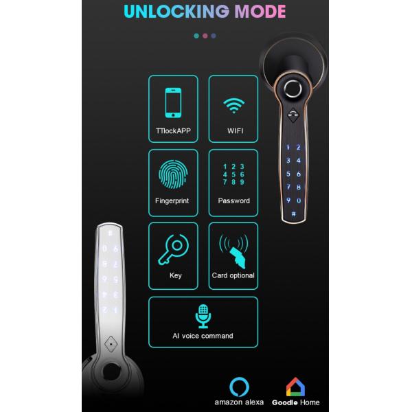 TTlock Fingerprint Bluetooth Smart Lock Keyless Zinc Alloy Handle