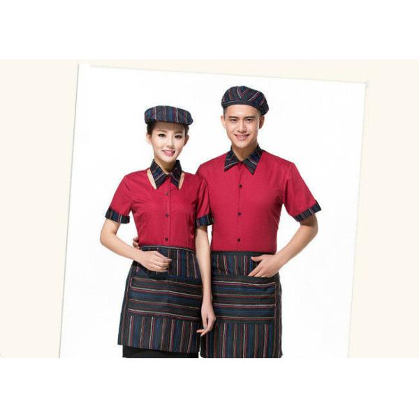 Cool Restaurant Staff Clothing Ribbed Cuff Splicing With Nice Shirt And Pants