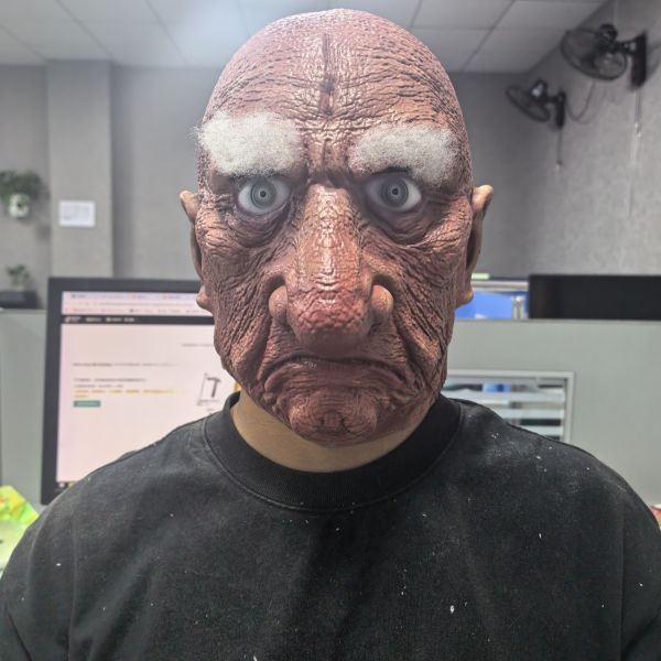 Realistic Old Man Latex Mask, Full Head Bald Elderly Mask with Wrinkles and White Eyebrows for Halloween, Cosplay, Party, Haunted House, Wholesale Latex Mask Manufacturer & OEM ODM Supplier