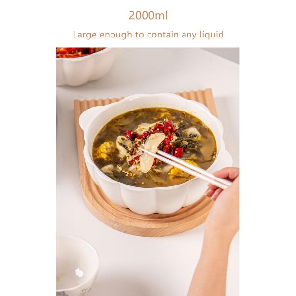 Ceramic Pumpkin Shape 9 Inch Microwave Ramen Bowl Soup Bowl Set For Occasion Presents