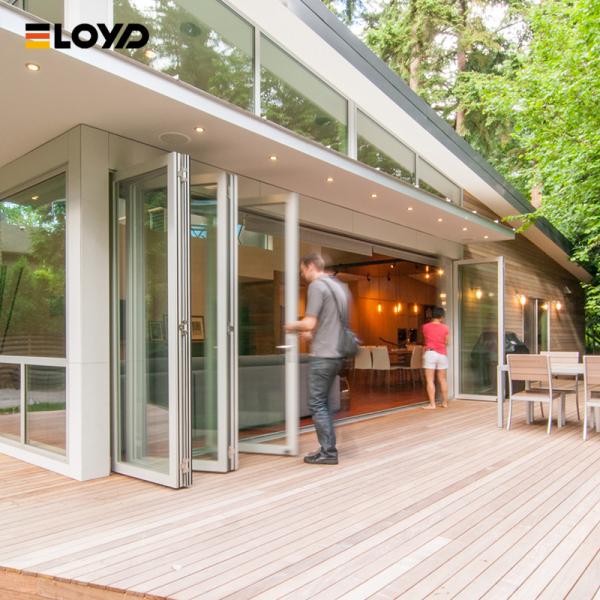 Resistente a impactos térmicos Soundproof Commercial Acordeão Pára-choques de alumínio Porta dupla de vidro BiFolding