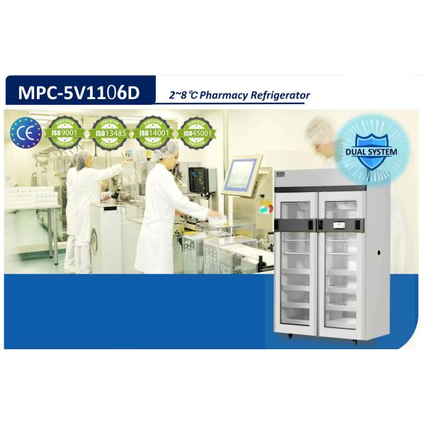Холодильники 2℃~8℃ вакцины фармации MPC-5V1105D/MPC-5V1106D удваивают охлаждающ вертикально с экраном касания LCD 7 дюймов