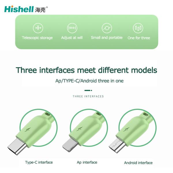 Заряжатель сотового телефона портативного ABS Retractable, Antiwear тип мобильный зарядный кабель c