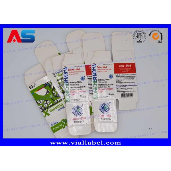 Bodybuilding Undecanoate Glossy 10ml Vial Boxes , Medicine Glass Vials With Colorful Printing