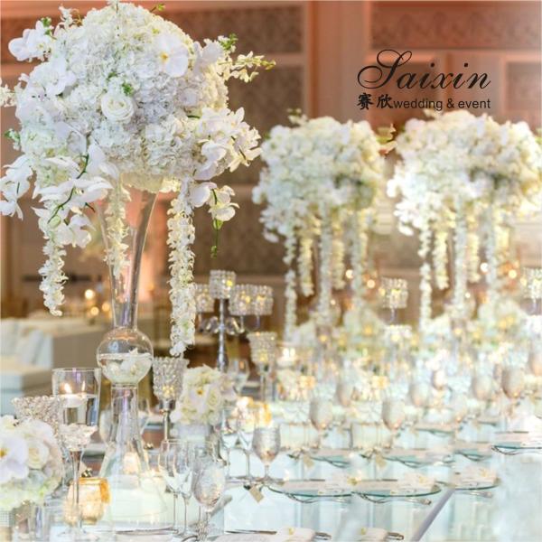 Небольшая кристаллическая ваза с цветами для свадебных центров 90 см