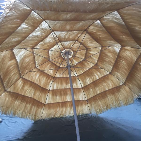 Manual Control Sun Beach Straw Thatch Scenic Patio Umbrellas Folding Wooden Iron Umbrella