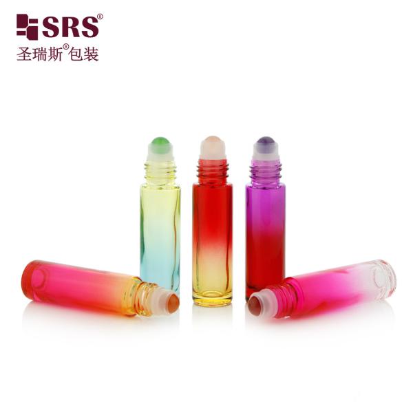 BLPM-10ml Aqua Green Gradient Industrial Glass Perfume Vial Container With Roller Ball For Personal Care Skincare Essence
