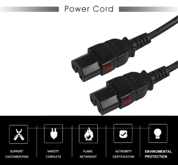 NEMA 5-15 to IEC C15 AC Power Cord 16AWG-18AWG for Computers