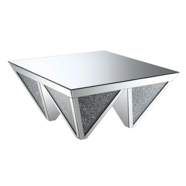 Unique design diamond shaped mirrored coffee table crushed diamond console table for living room