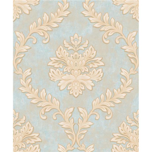 Wet Embossed Vinyl Vintage Damask Wallpaper For Living Room , ISO Approved