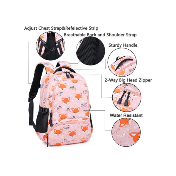 Pink Fox Children School Bag