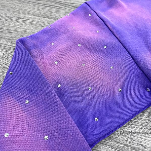 Conjunto de chándal con capucha y cremallera con apliques bordados personalizados, pedrería, descolorido por el sol, lavado al ácido, y pantalones de chándal de pernera ancha