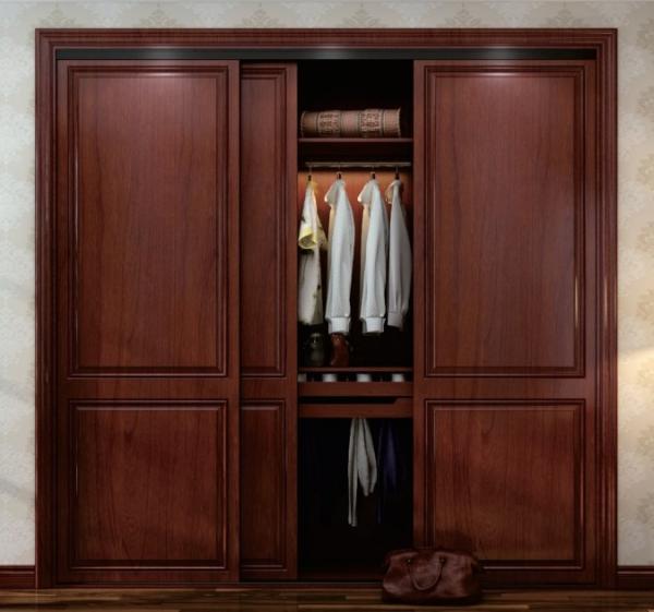 MDF Laca Marrom Noz Porta Deslizante Guarda-Roupa Armário Quarto Armário Mobiliário