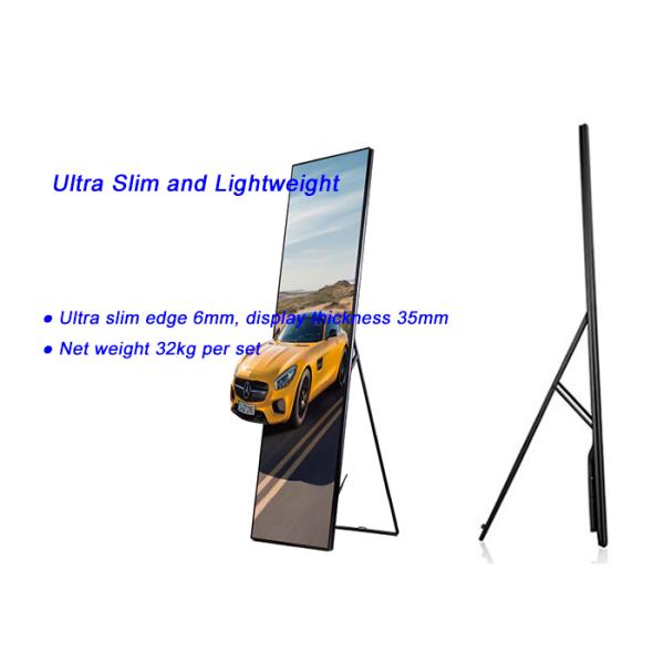 P2.5 Indoor LED Poster Screen IP40 With Mobile Free Standing Advertising RGB Display