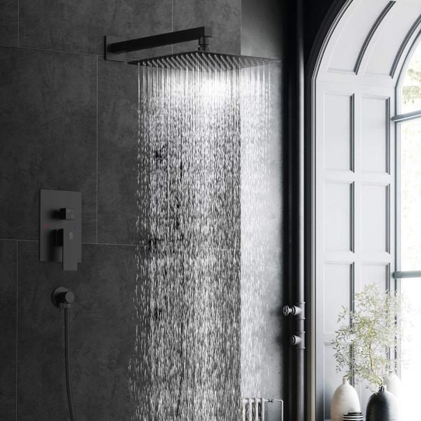 cUPC Bathroom Shower Mixer Set Settings Stainless Steel Shower Mixer Black Rainfall Water Saving Shower Head