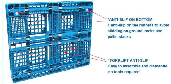 Light weight one time plastic pallets for transport and storage, Heavy duty cross bottom plastic pallet with 6 runners