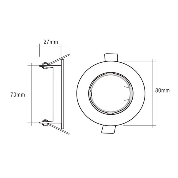 Овальный штуцер галоида 240V Gu10 Downlight отверстия Pin 80mm