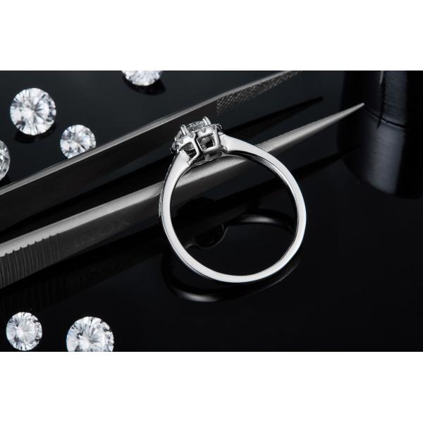 Главные каменные круглые кольцо женщин отрезка 9k Moissanite 925 картины серебряное