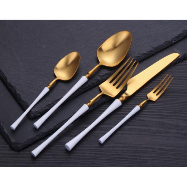 High-grade Forged Stainlesss steel Cutlery Set Flatware with White and Gold Color