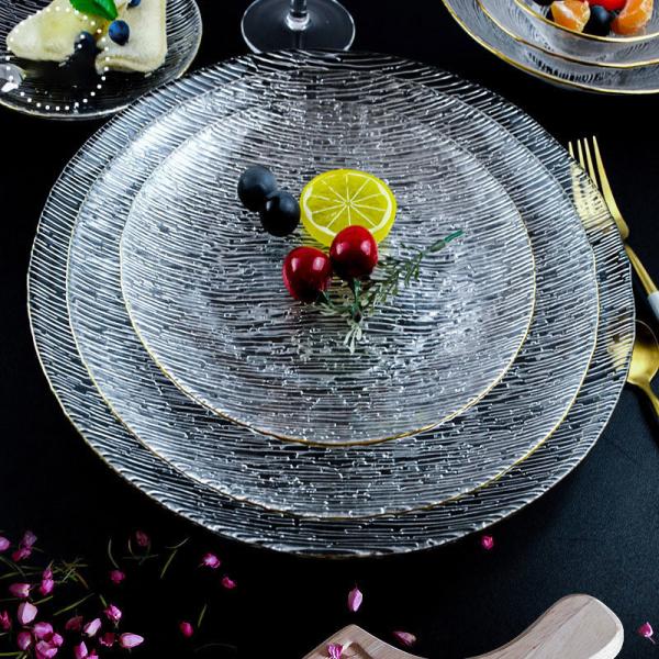 4mm Thick Texture Transparent Glass Plate Cutlery Set