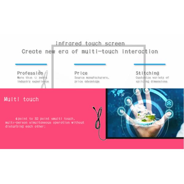 Multi Touch Points 65 Inch Ir Touch Screen Frame For TV , 60000 Hours Time