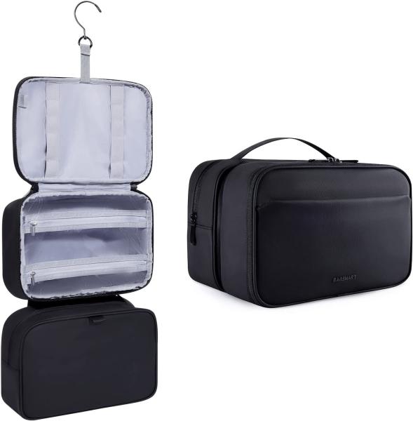 Water Resistant Bathroom Toiletries Organizer PU Leather Cosmetic Bags For Men Women