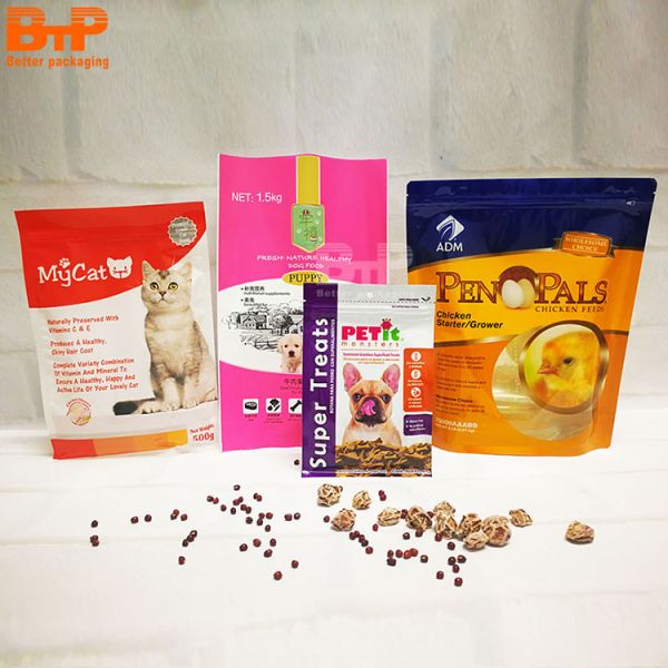 Custom logo Printed Made Pet Food Bag with Resealable Zipper Stand up Packaging Bag for Cat and Dog Food or Cat Litter Bag