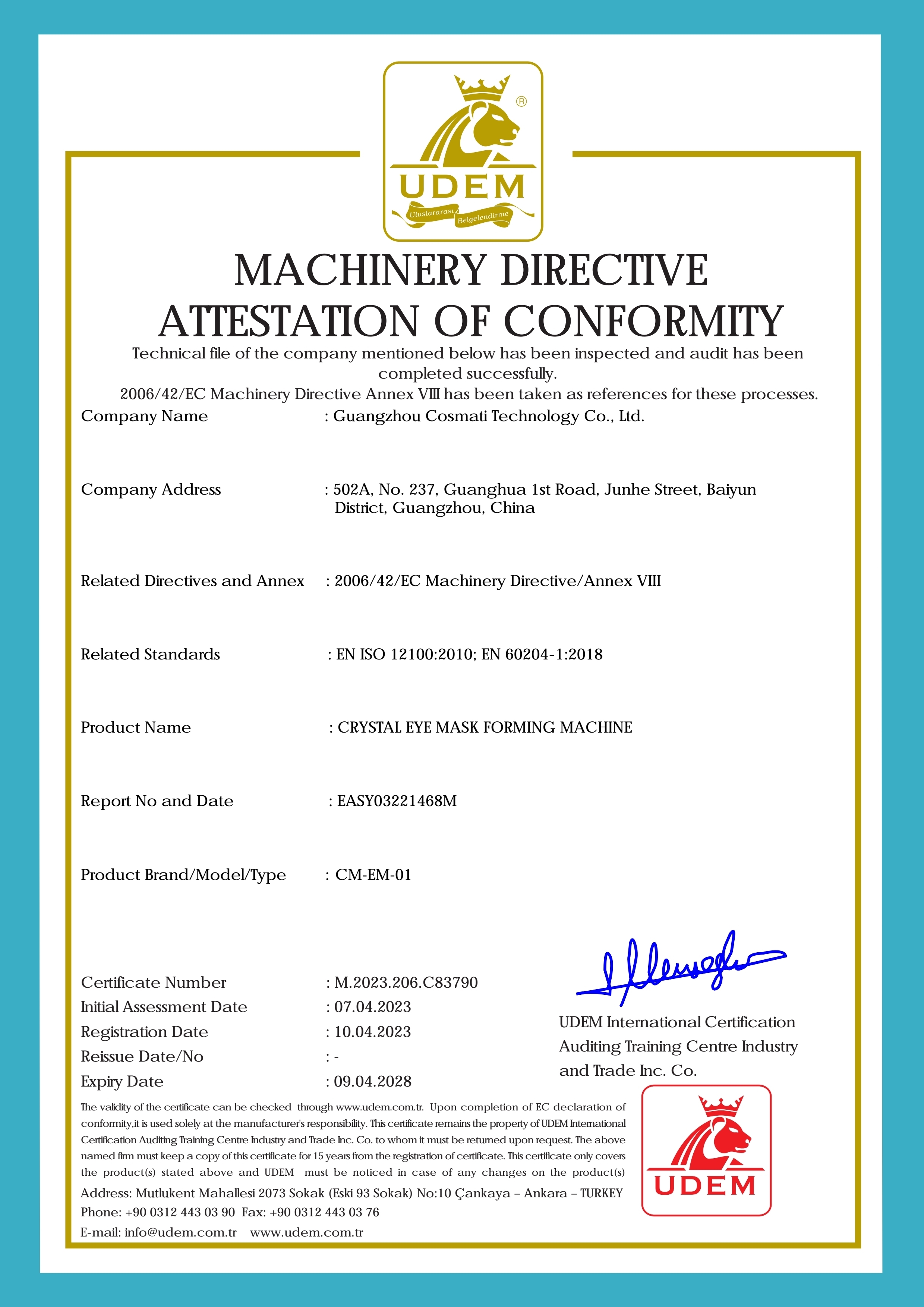 Guangzhou Cosmati Technology Co., Ltd. Certifications