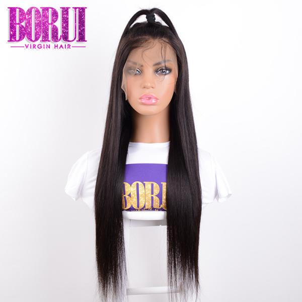 Brazilian Human Hair Lace Front Wigs Raw Virgin Silk Straight Natural Black