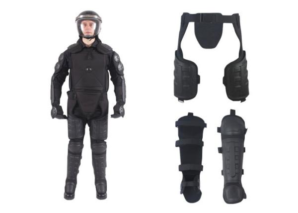 All Black Police Anti Riot Suit With T Baton / Military Riot Control Kit