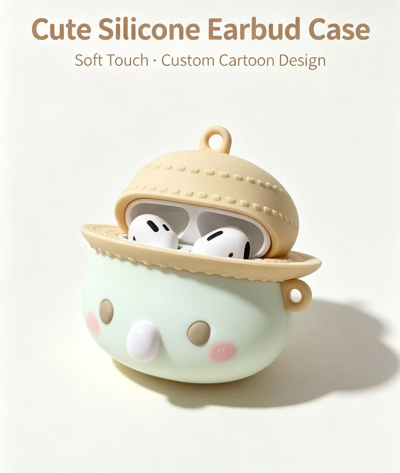 Custom Cartoon Silicone Earbud Case, OEM ODM Soft Silicone Airpods Protective Cover