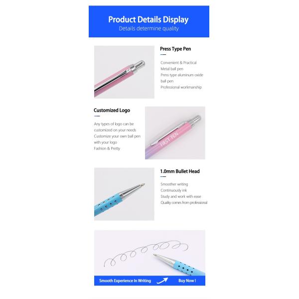 Metal Press Gradient Aluminum Ballpoint Pen 1.0mm Advertising Ballpoint Pens
