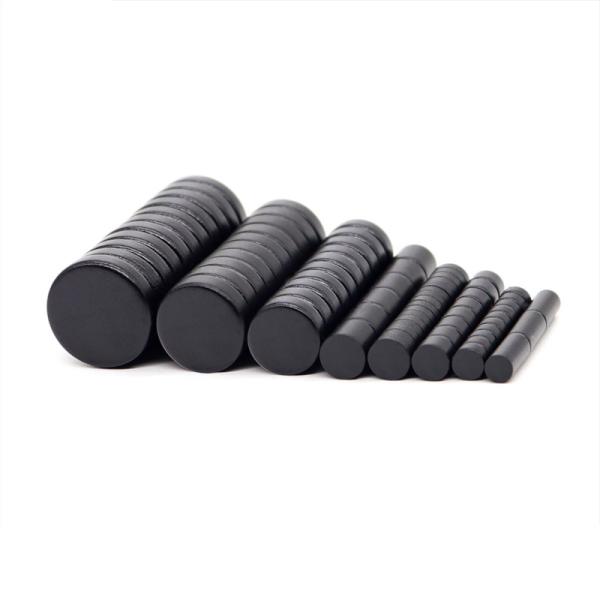 Customized  Round Neodymium Magnets Temp Resistant Black Coating