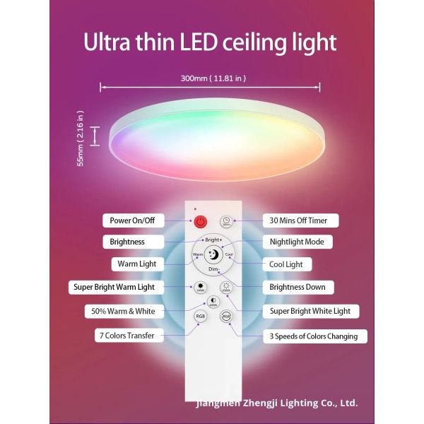 Smart Tuya WiFi LED Round Ceiling Light RGBCW Surface Mounted OEM