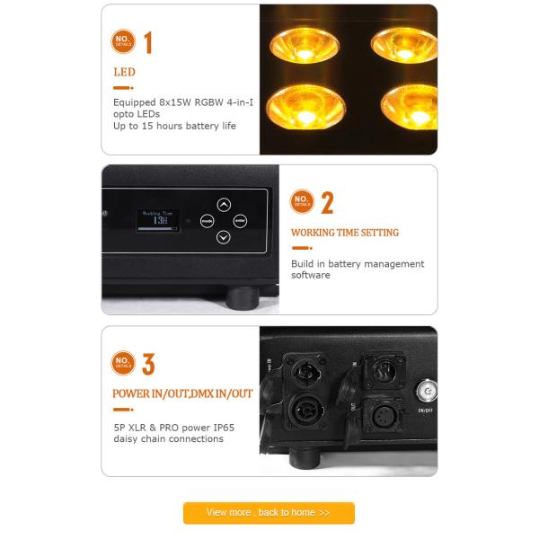 8 * 15w 4 в 1 Ip65 батарейки подсвечивает светодиодные лампы Rgbw Party Light