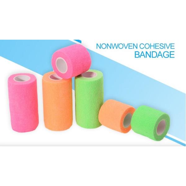 Delicate colors nonwoven cohesive elastic bandage, Extra strong porous custom print nonwoven cohesive bandage hospital t